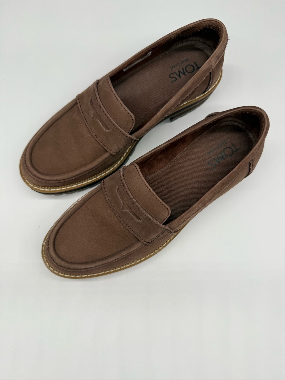 Toms Brown Nubuck Loafers with Lug Sole - Picture 2 of 9